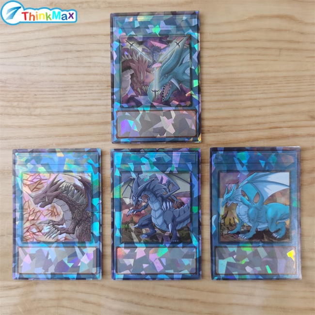 Set 72 thẻ bài Thinkmax Yugioh Laser hình rồng trắng mắt xanh dương tiếng Anh kèm hộp sắt