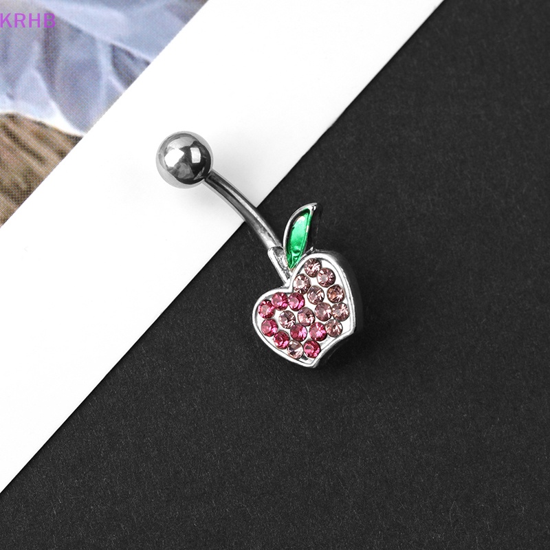 Khuyên Rốn Bằng Thép Không Gỉ Hình Trái Cherry Đính Đá Quyến Rũ Dành Cho Nữ Mới