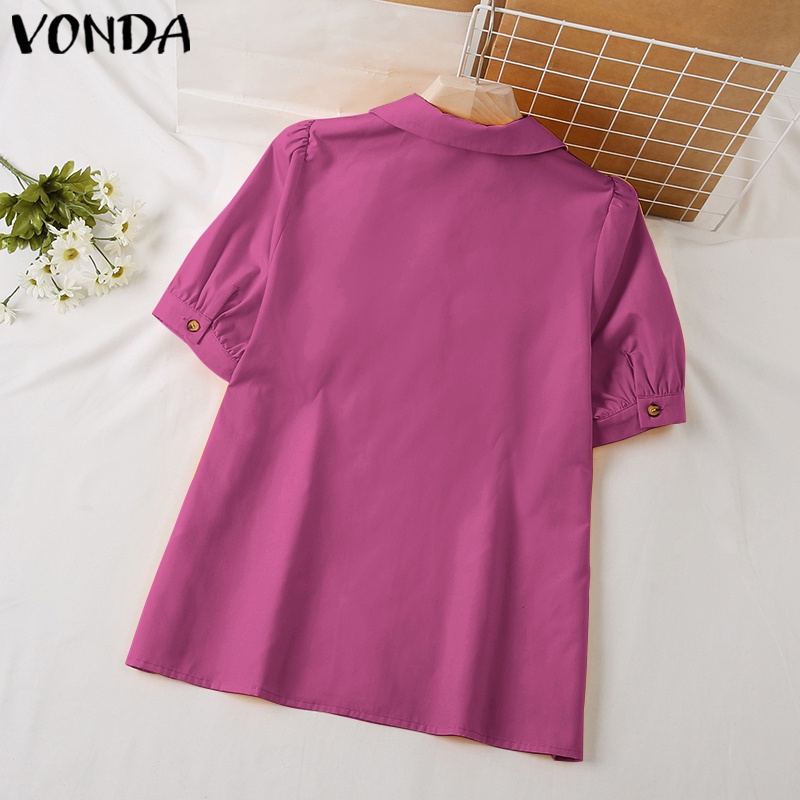Vonda Áo Sơ Mi Tay Phồng Màu Trơn Phong Cách Hàn Quốc Cho Nữ