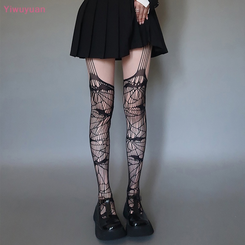 < Yiwuyuan > Quần Tất Lưới Gợi Cảm Nhiều Màu Sắc Phong Cách Punk Cho Nữ