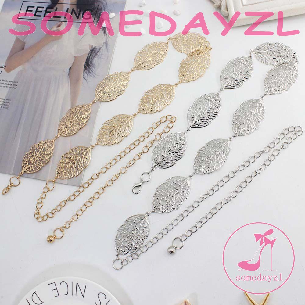 Thắt Lưng Dây Xích Hình Chiếc Lá Bằng Kim Loại Phong Cách Punk Quyến Rũ Cho Nữ