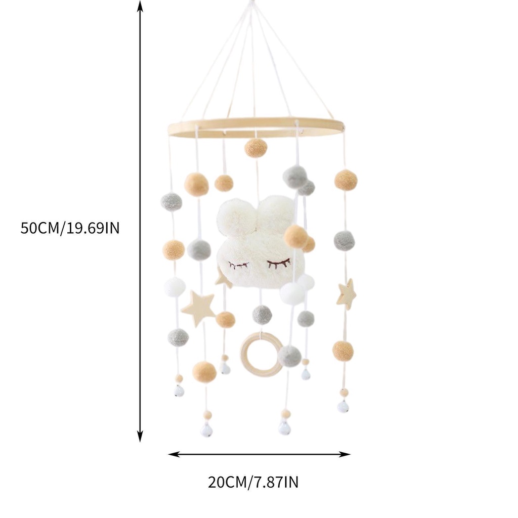 (runbu) Lục Lạc Di Động Hình Thỏ Màu Trắng Cho Nôi Em Bé