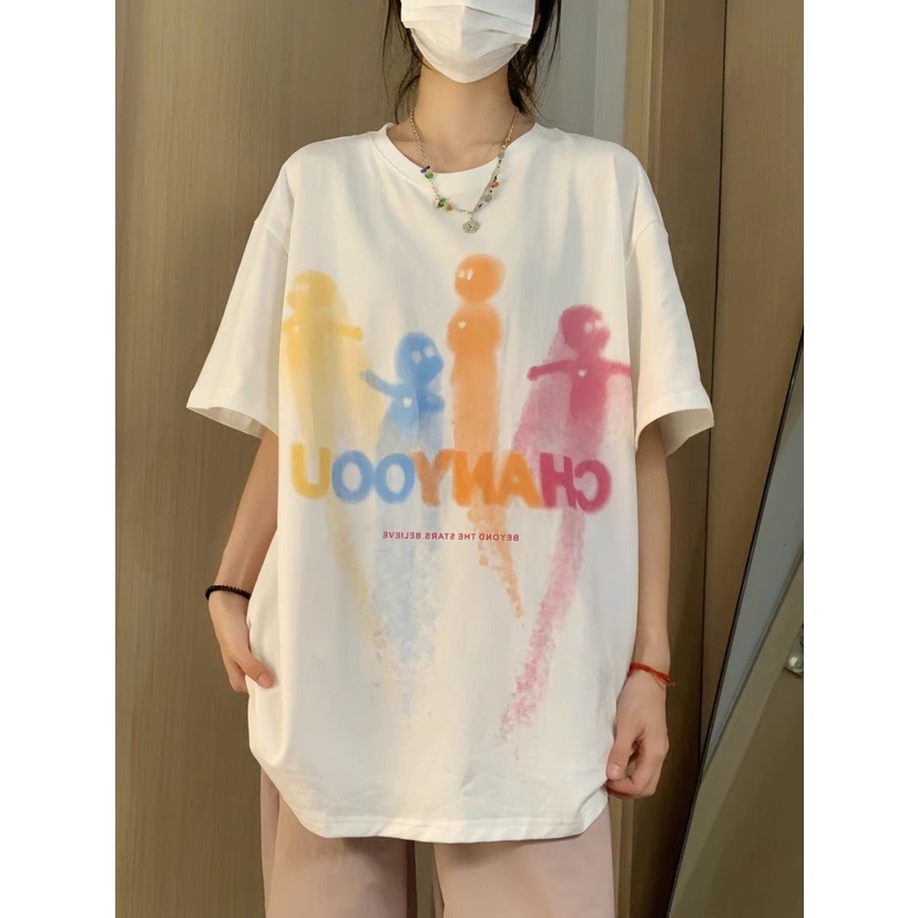 Áo Thun Tay Ngắn Dáng Rộng Chất Liệu 100% Cotton 250G Thời Trang Mùa Hè Cho Nữ