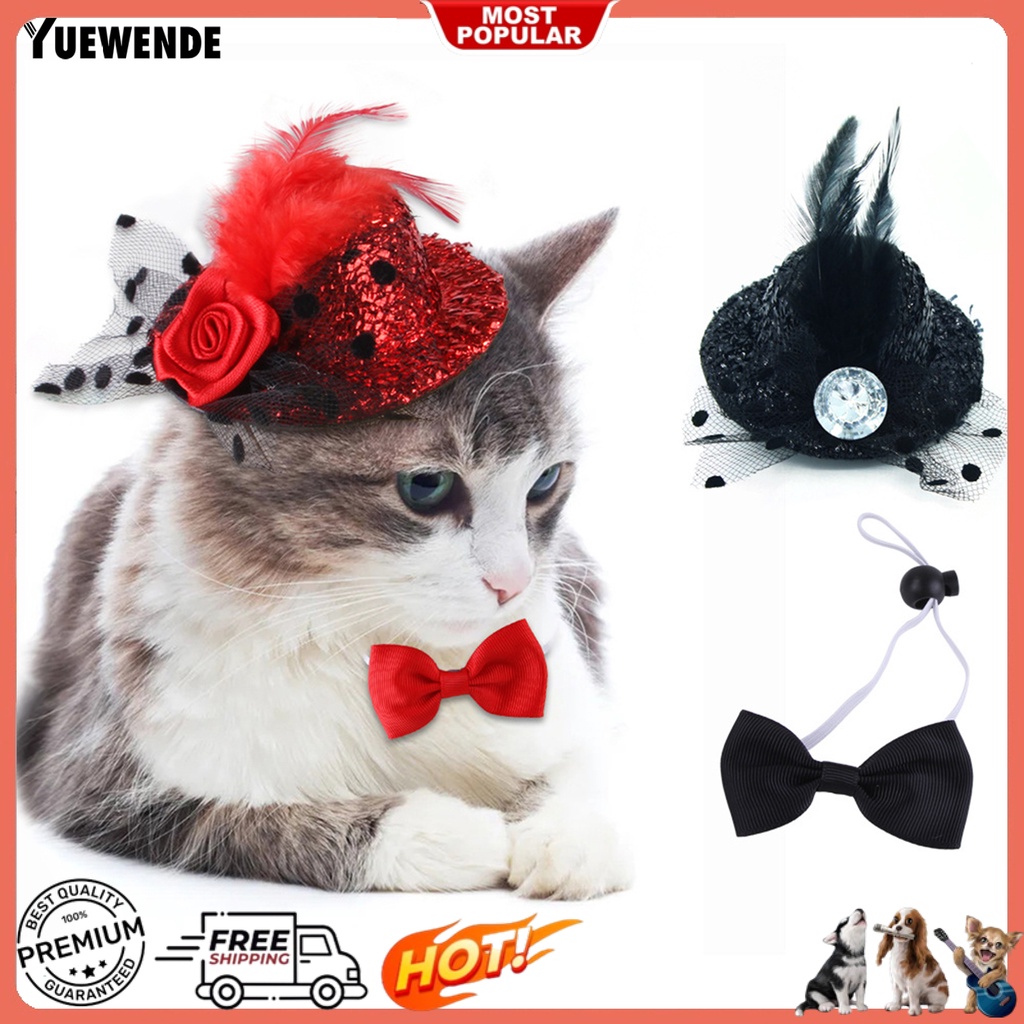 Yq.e 1 Set Mũ Lông Vũ Thắt Nơ Bằng Vải Nỉ Thân Thiện Với Da Không Gây Kích Ứng Dễ Sử Dụng Dành Cho Thú Cưng