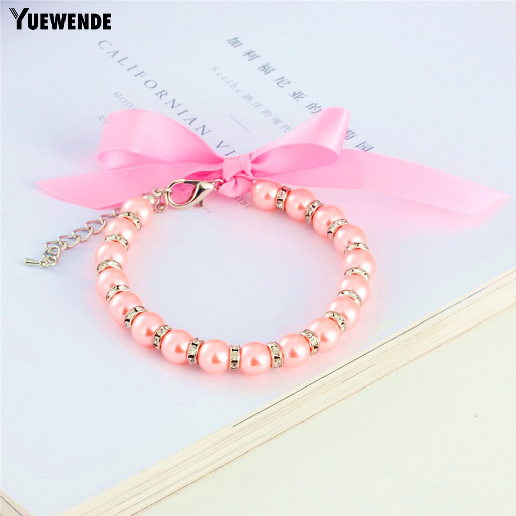 Yq.e Vòng Cổ Bắt Sáng Đính Ngọc Trai Giả Tinh Tế Đáng Yêu Trang Trí Vòng Cổ Cho Thú Cưng Cửa Hàng