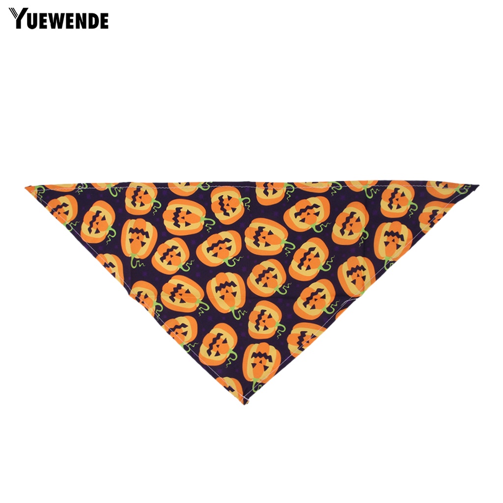 Yq.e 1 Set Khăn Choàng Cổ Tam Giác Vải Dệt Kim In Họa Tiết Bí Ngô Hoạt Hình Dễ Giặt Tẩy Có Thể Giặt Rửa Cho Thú Cưng