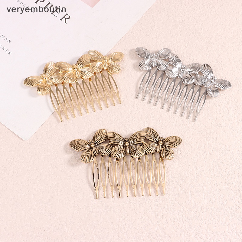 Lược Cài Tóc Kim Loại Hình Bướm Vintage Thanh Lịch Cho Nữ
