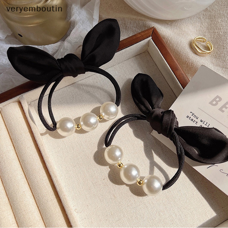 Dây Cột Tóc Cao Su Co Giãn Đính Ngọc Trai Thời Trang Phong Cách Hàn Quốc Cho Nữ