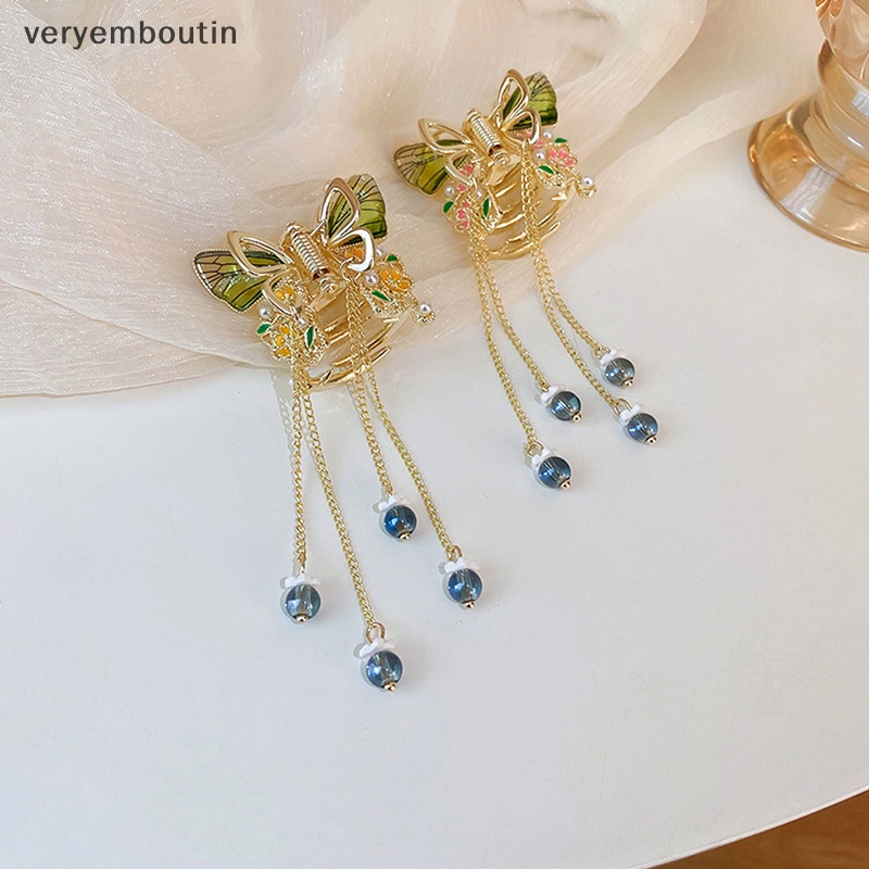 Kẹp Tóc Hình Hoa / Bướm / Cá Mập Đính Ngọc Trai Dáng Dài Phong Cách Vintage Thời Trang Cho Nữ