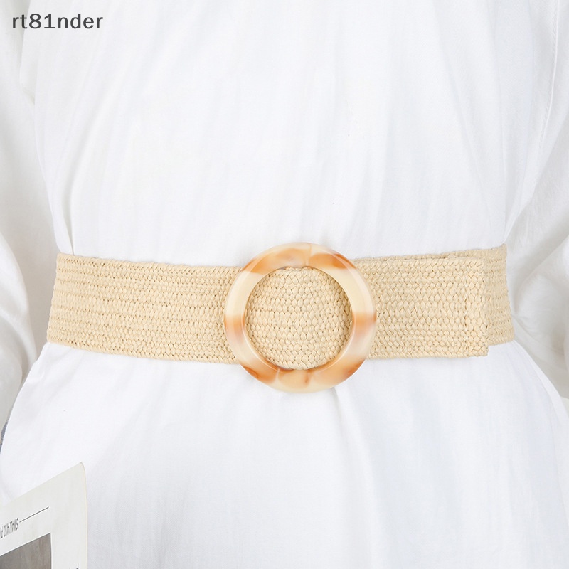 Rt 1 Thắt Lưng Bện Rơm Mỏng Co Giãn Mặt Tròn / Vuông Cổ Điển Cho Nữ n