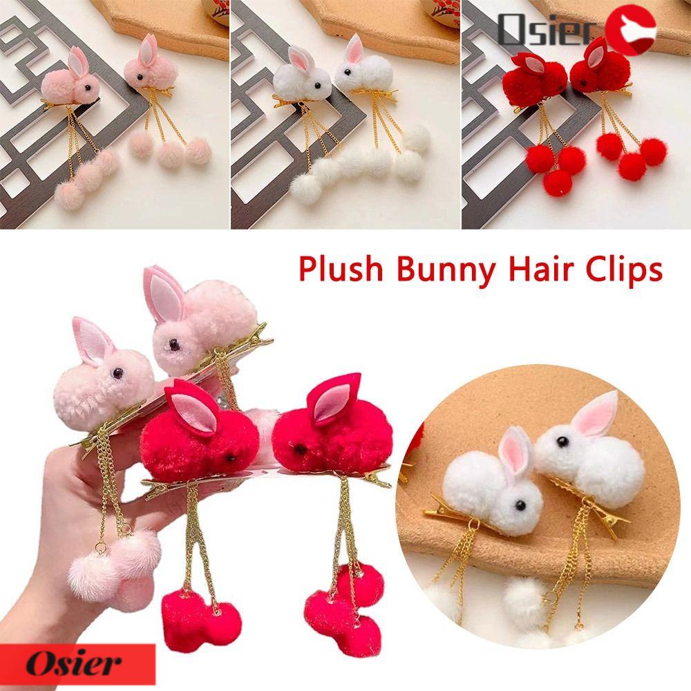 1 Cặp Kẹp Tóc Lông Thỏ Phong Cách Hán Phục Trung Hoa Dành Cho Trẻ
