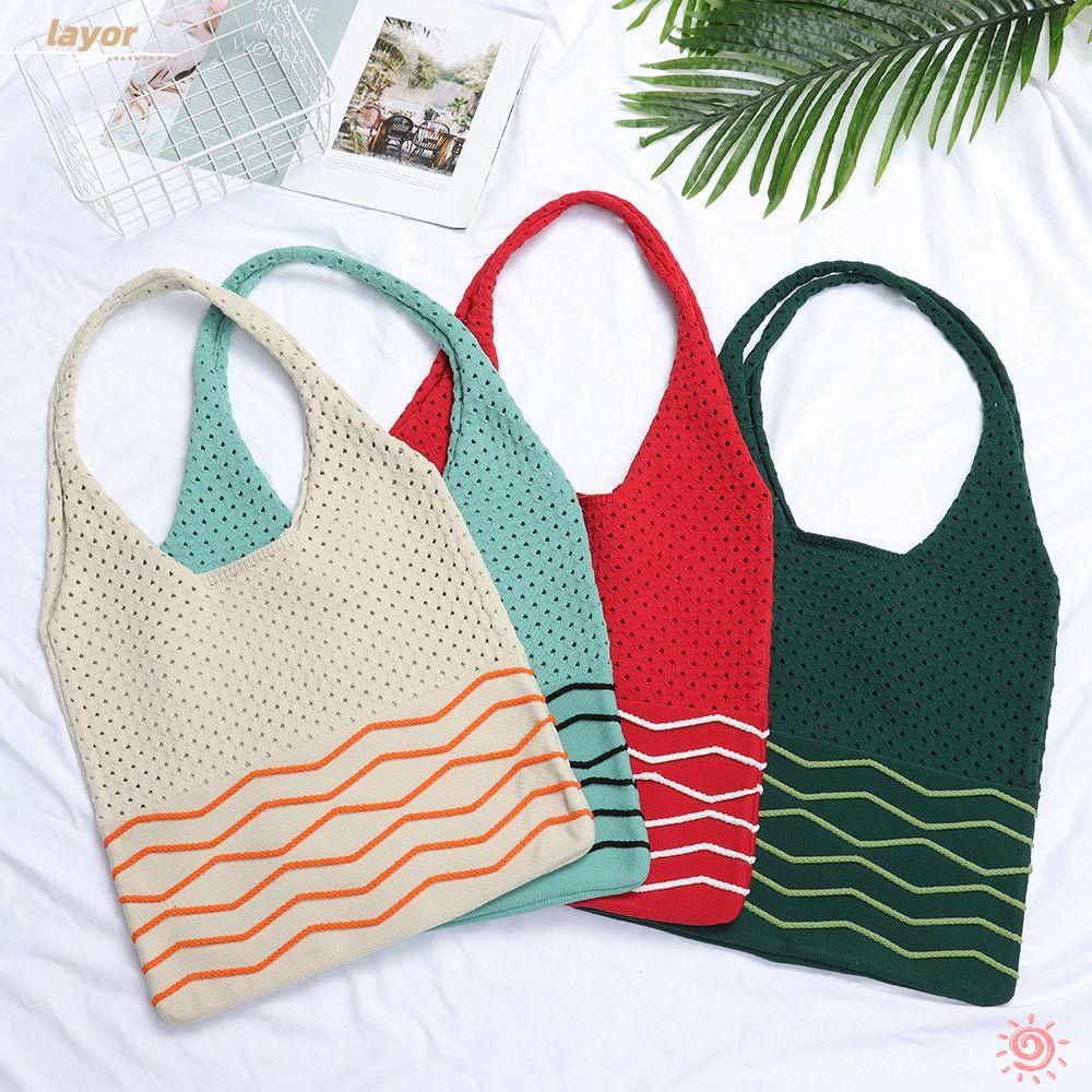 Túi Xách Dệt Kim Đeo Vai Sức Chứa Lớn Thời Trang Cho Nữ