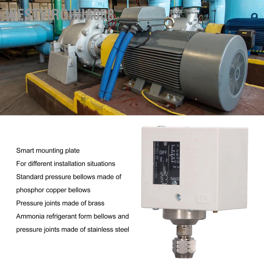 Westvirginia058 Công tắc điều khiển áp suất điện tử Phụ kiện máy nén khí bơm nước 10kgf/cm²