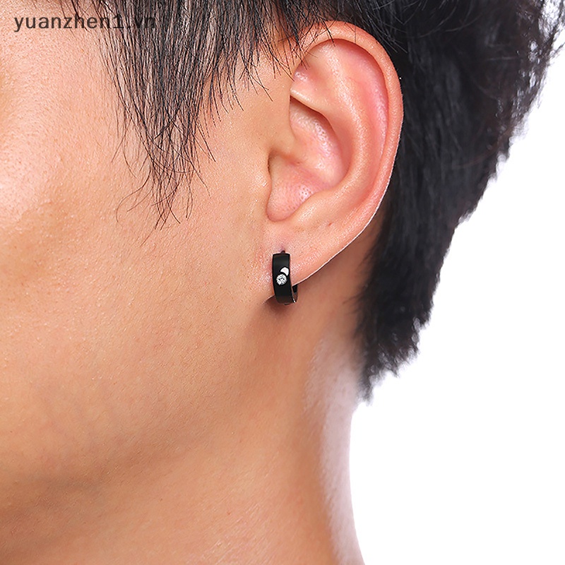 1 Đôi Bông Tai Tròn Bằng Thép Không Gỉ Phong Cách Punk Rock Dành Cho Nam Và Nữ