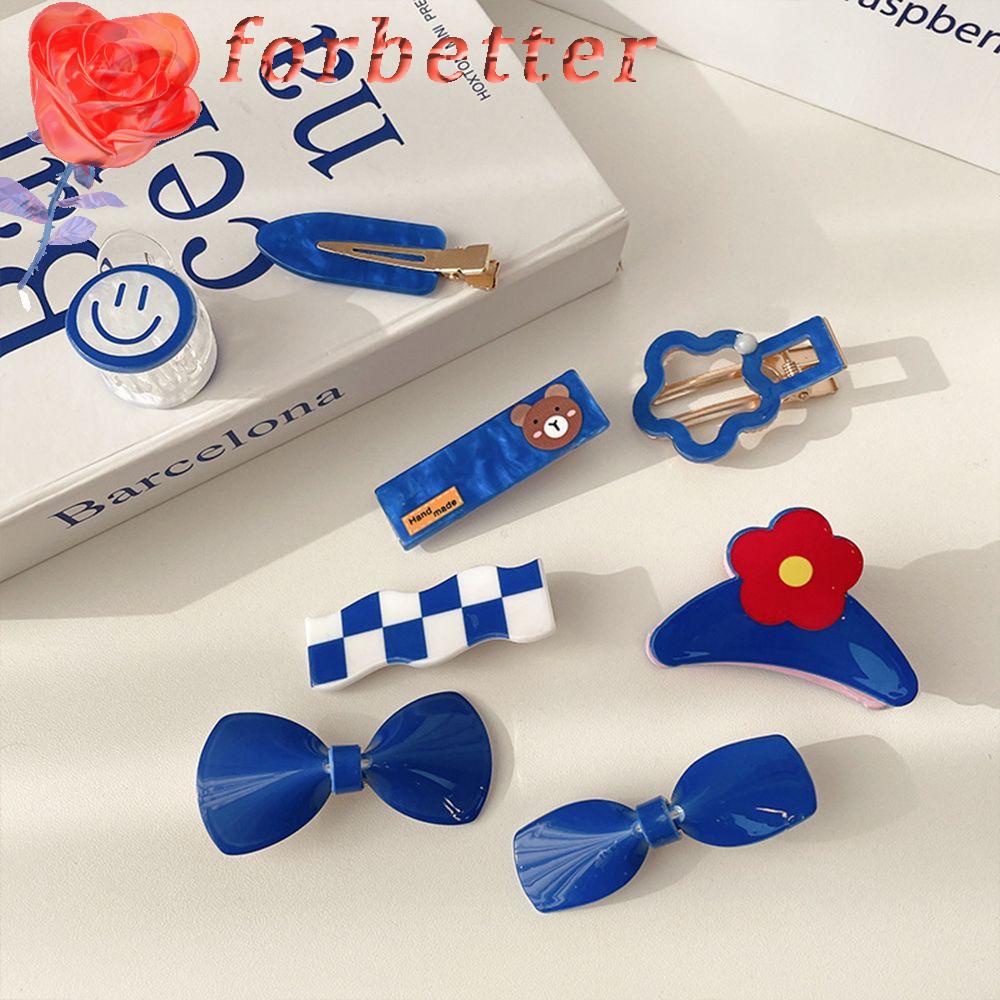 Kẹp Tóc Nơ Họa Tiết Hoa / Mặt Cười Bằng Acrylic Dễ Thương Cho Nữ