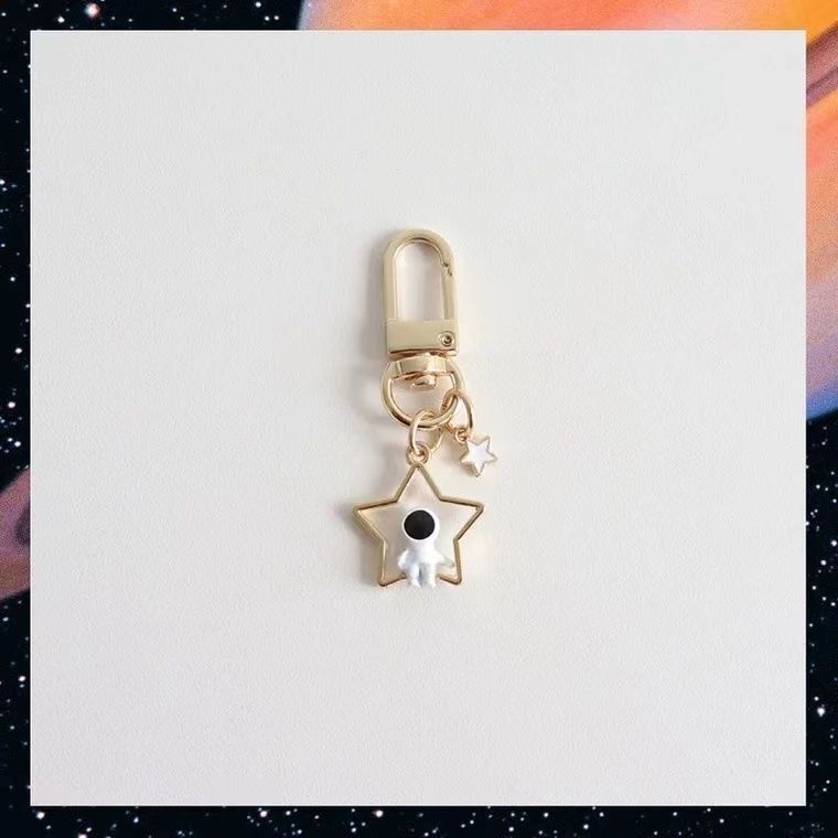Móc Khóa Hình Phi Hành Gia / Mặt Trăng / Ngôi Sao Màu Trắng Dễ Thương diy