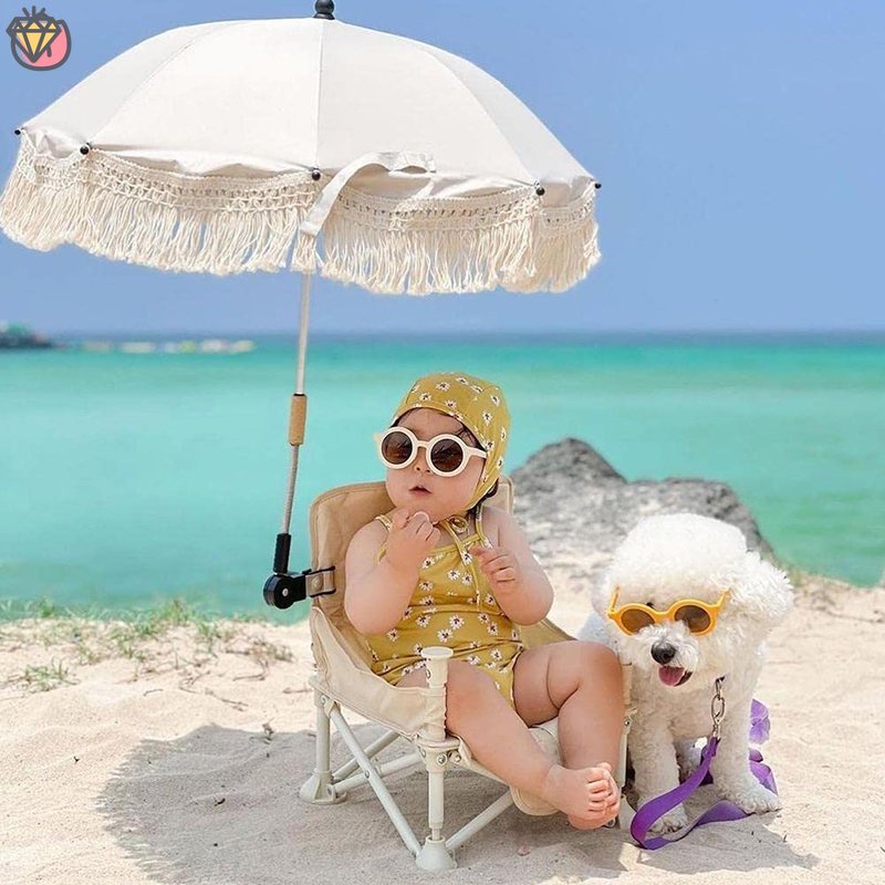 Dù Che Nắng Chống Tia UV Chống Gió Thêu Họa Tiết Phong Cách Bohemian Thông Dụng Gắn Xe Đẩy Em Bé