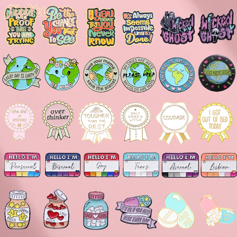 Huy Hiệu Cài Áo Hình Cây Cối / Trái Đất / Câu Trích Dẫn LGBT Nhiều Màu Sắc Cho Trẻ Em