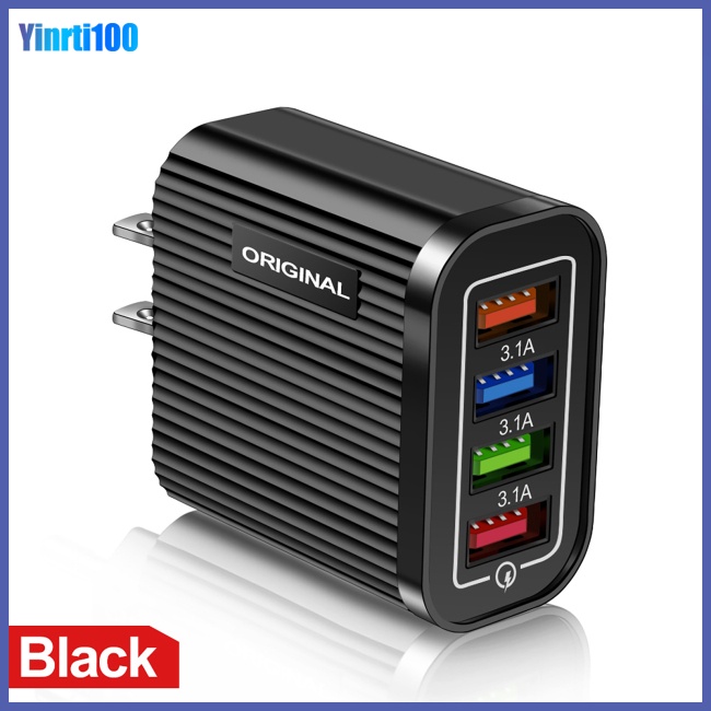 Củ Sạc Nhanh 4 Cổng Usb 5V / 3A Có Đèn Led Cho Điện Thoại