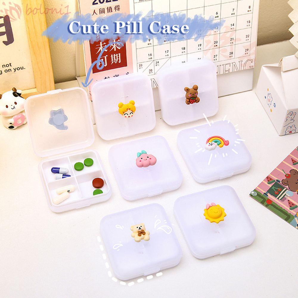 Hộp Rỗng 4 Ngăn Đựng Thuốc Kiểu Dáng Dễ Thương Tiện Dụng Mang Theo Du Lịch