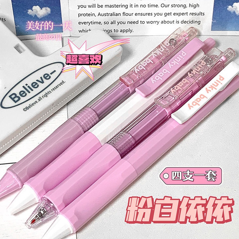 Set 4 Bút Mực Gel Ngòi 0.5mm Nhanh Khô Màu Sắc Đơn Giản Chất Lượng Cao