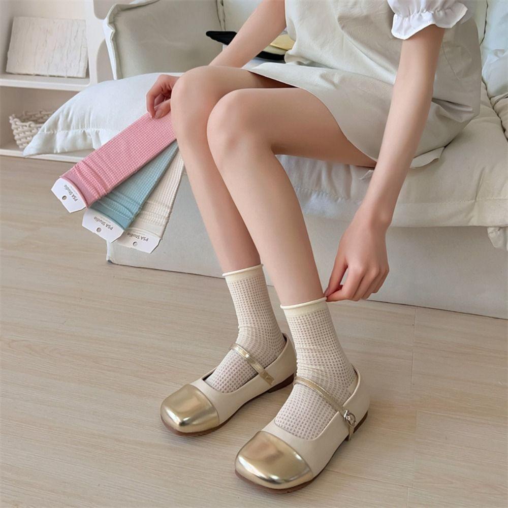 Vớ Cotton 26Eddie Viền Mềm Co Giãn Màu Kẹo Ngọt Thời Trang Cho Nữ