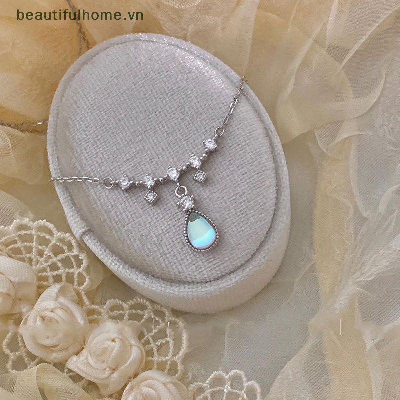 [beautifulhome] Vòng cổ Đính Đá Mặt Trăng Hình Giọt Nước Sáng Tạo Thời Trang Cho Nữ [beauty]
