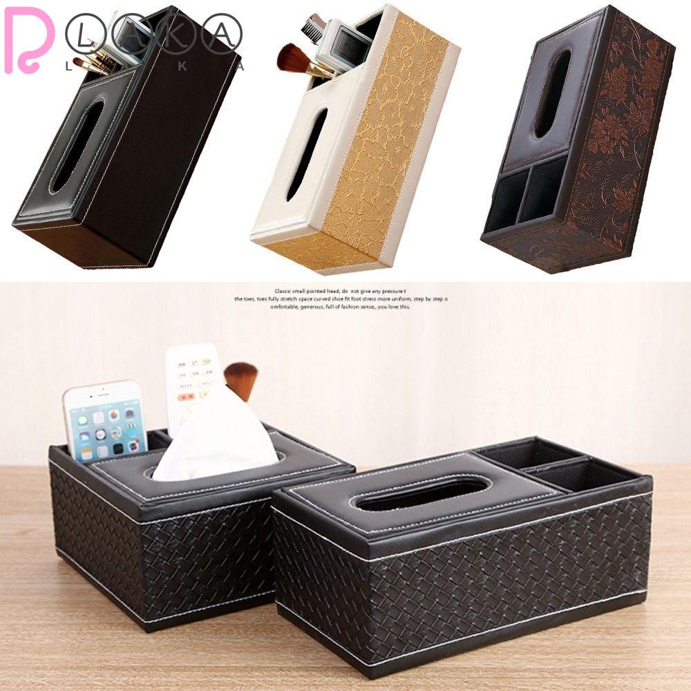 Hộp Đựng Khăn Giấy / Điều Khiển Từ Xa Bằng Da Pu Hình Vuông Đa Năng Để Bàn Tiện Dụng Giá Đỡ