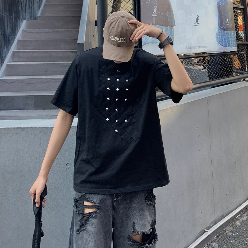 Áo Thun Nam Ngắn Tay Đính Đinh Tán Phong Cách Mới