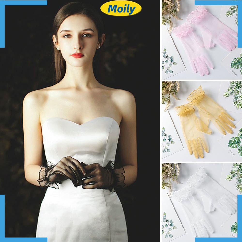 1 Đôi Găng Tay Ren Siêu Mỏng Phụ Kiện Cho Cô Dâu
