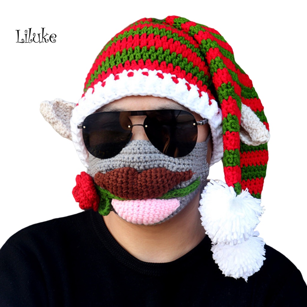 Set 2 Mũ Len Che Phủ Mặt Đính Quả Cầu Lông Xinh Xắn