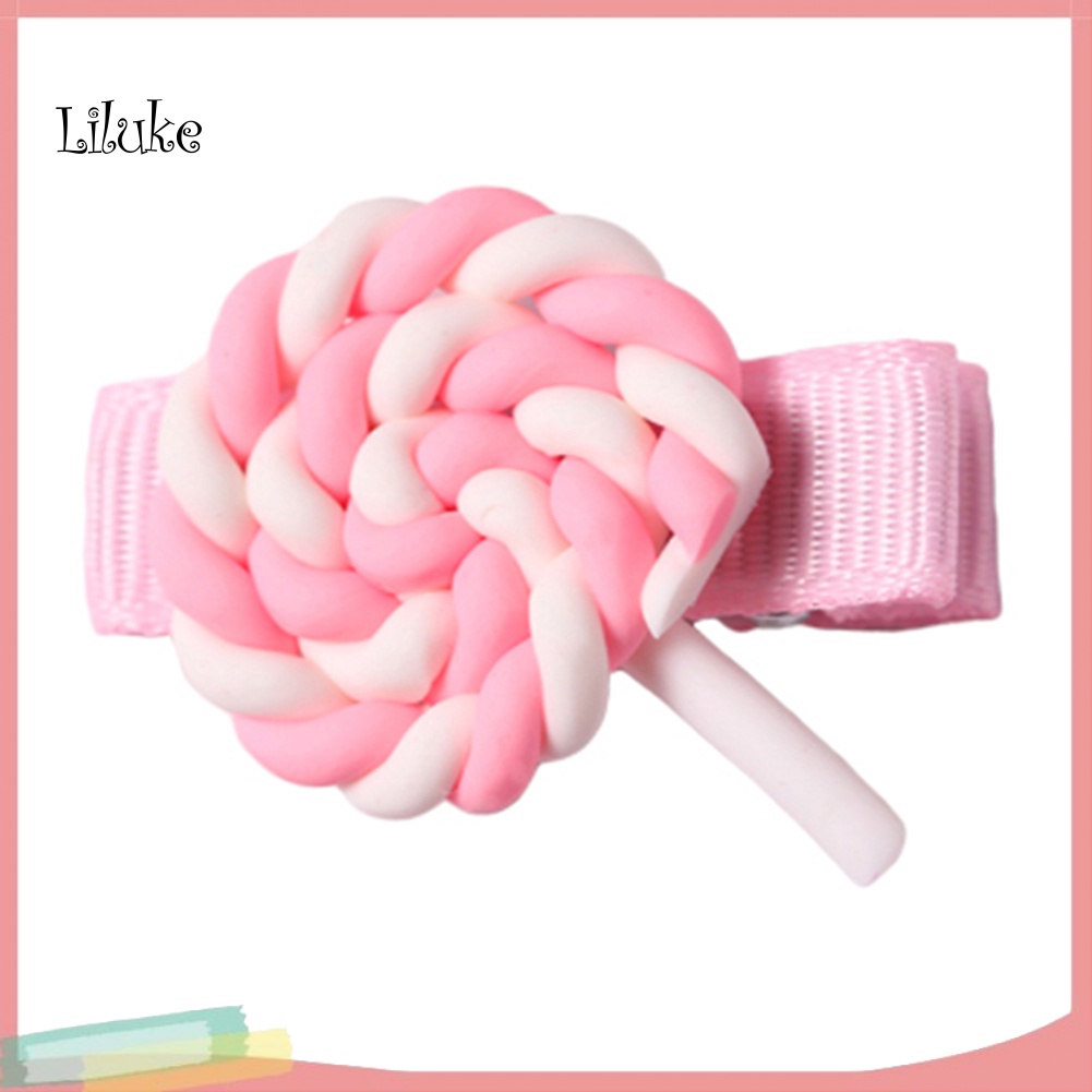 Kẹp Tóc Màu Trơn Trang Trí Hình Kẹo Mút Và Đám Mây Dễ Thương Cho Nữ