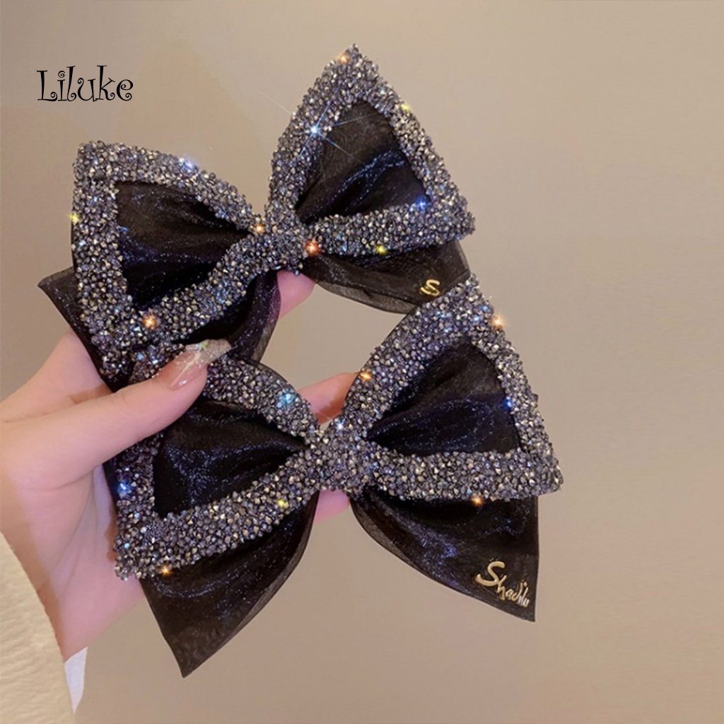 Kẹp Tóc Hợp Kim Trang Trí Nơ Đính Đá Xinh Xắn Cho Nữ