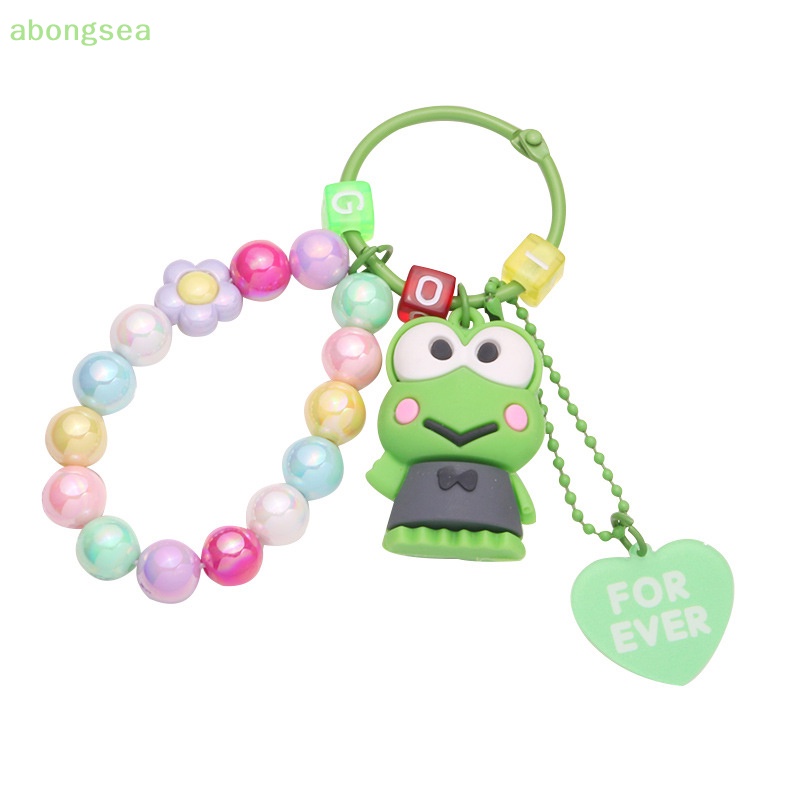 Abongsea Móc Khóa Silicon Màu Kẹo Ngọt Hình Chó Mèo Hoạt Hình Có Khối Lập Phương Cho Nữ