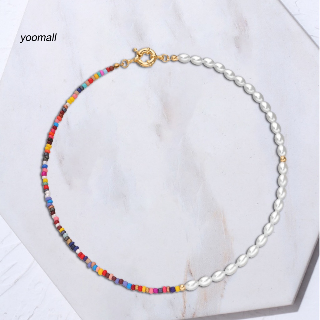 Vòng cổ Hạt Ngọc Trai Nhân Tạo Nhiều Màu Phong Cách Bohemian Cho Nữ