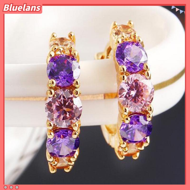 [BLS] Khuyên Tai Dáng Thẳng Đính Đá Zircon Pha Lê Phong Cách Đơn Giản Mới