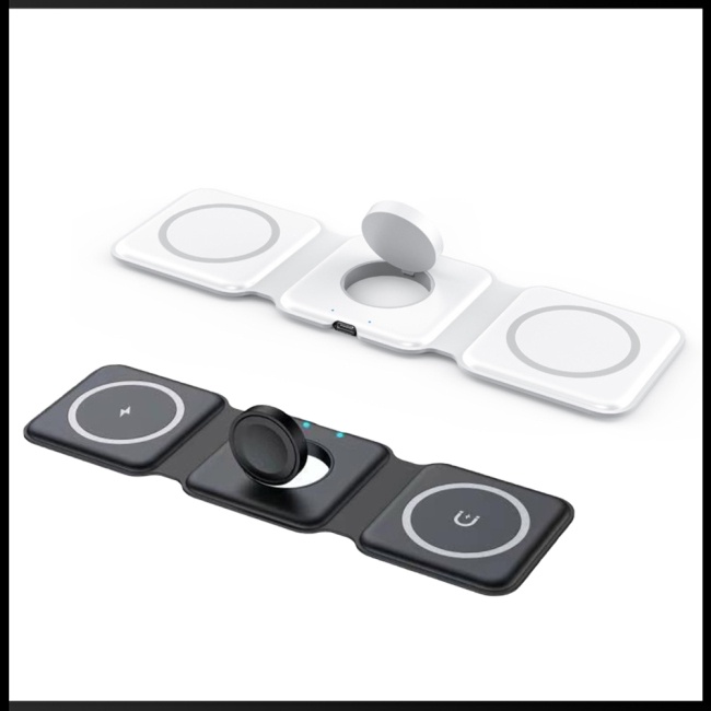 Đế Sạc Không Dây Zevaret 3 Trong 1 Có Thể Gập Lại Tương Thích Với Iphone 12