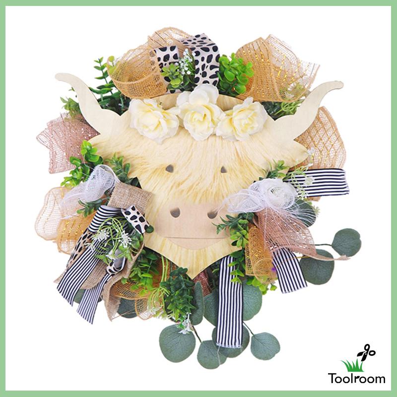 Vòng Hoa Bò Nhân Tạo Treo Tường Trang Trí Giáng Sinh