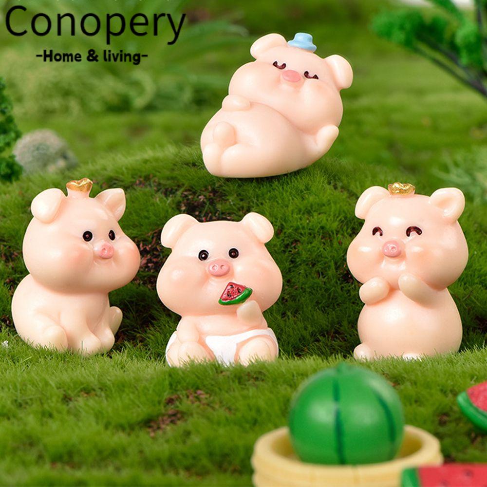 CONOPERY Vật trang trí hình chú heo ăn dưa hấu mini trang trí bàn làm việc DIY