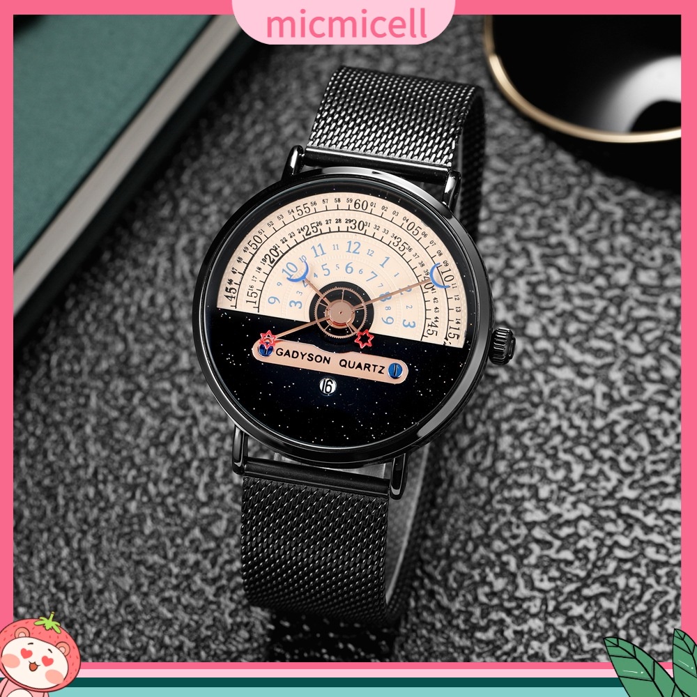 Đồng Hồ quartz Nam Hiển Thị Ngày Thời Gian Bán Ngày Màu Trắng Đen