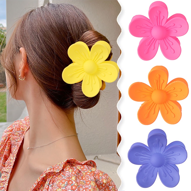 Haimeikang Kẹp Tóc Hoa Lớn Bằng Acrylic Màu Sắc Ngọt Ngào Phong Cách Hàn Quốc Cho Nữ
