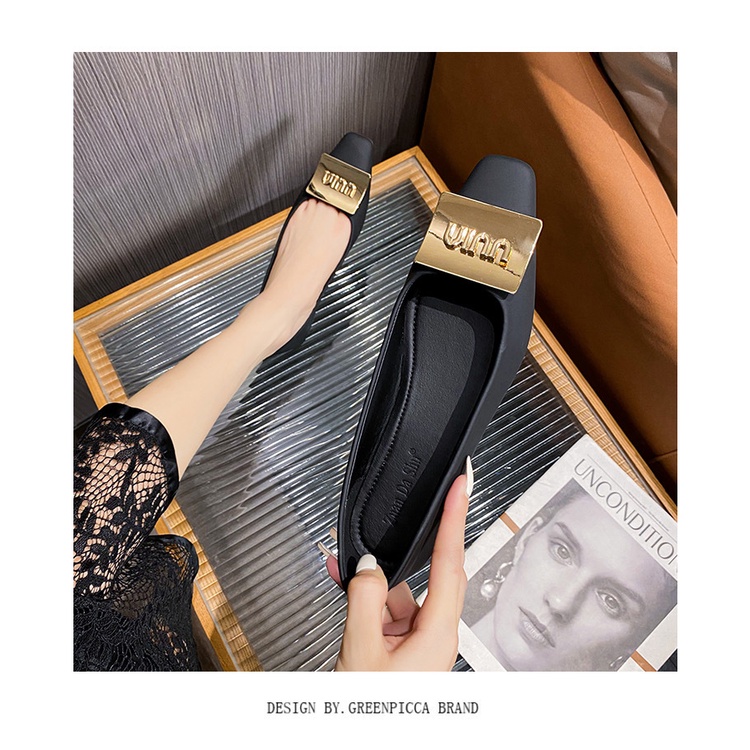 Giày Búp Bê Da Mềm Mũi Vuông Thời Trang Hàn Quốc Cho Nữ