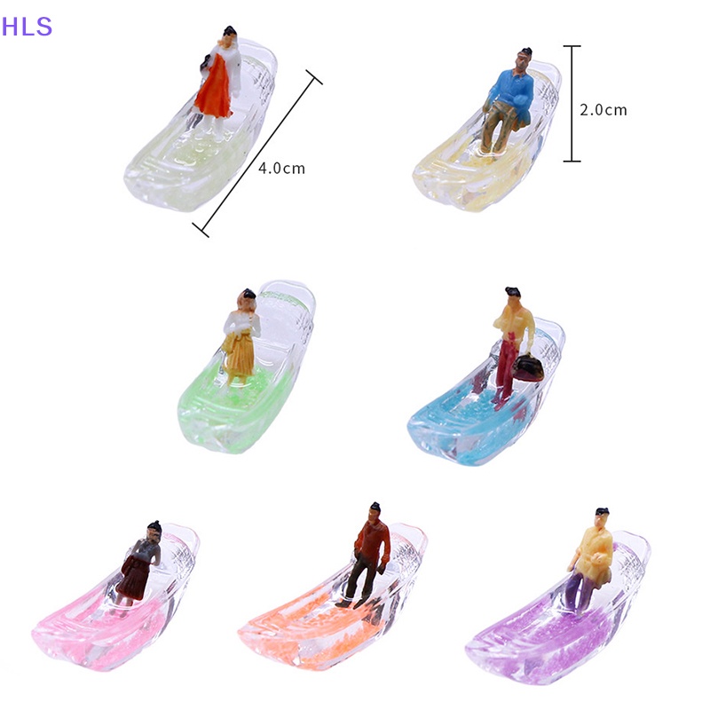 Bộ 2 Mô Hình Thuyền Villa Mini Phát Quang Dùng Trang Trí Túi Xách / Móc Khóa Diy