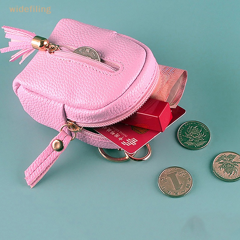 Ví Da PU Mini Màu Trơn Có Khóa Kéo Dùng Đựng Tiền Xu Dành Cho Nữ