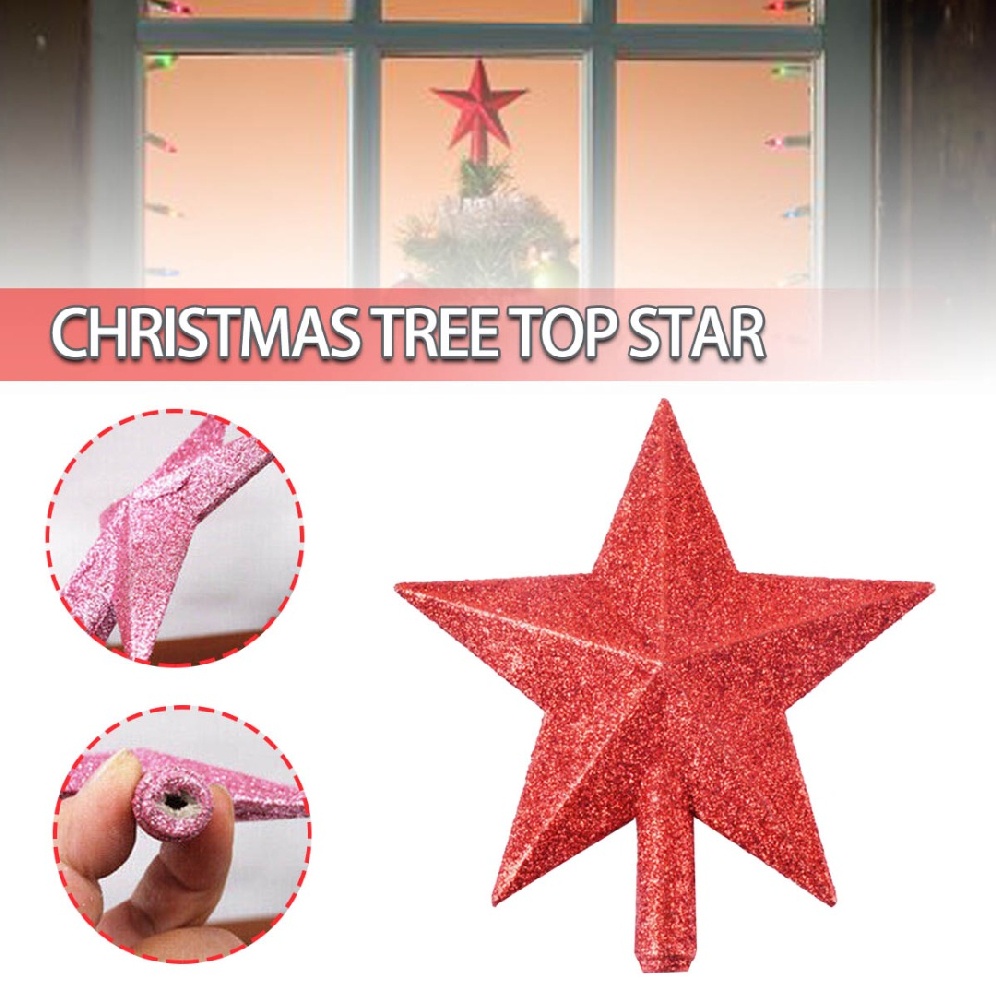 New Glitter Star Christmas Tree Topper Decoration Xmas Tree Top Glitter Ornament