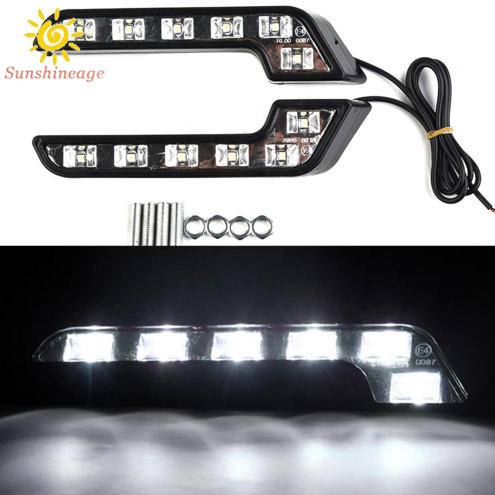 2 Đèn LED 6 Bóng Phá Sương Mù 12V Ánh Sáng Trắng Cho Oto