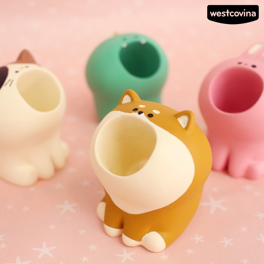 [WSTN]✎Giá Đỡ Bút Để Bàn Mini Bằng Nhựa Resin Họa Tiết Hoạt Hình Dễ Thương