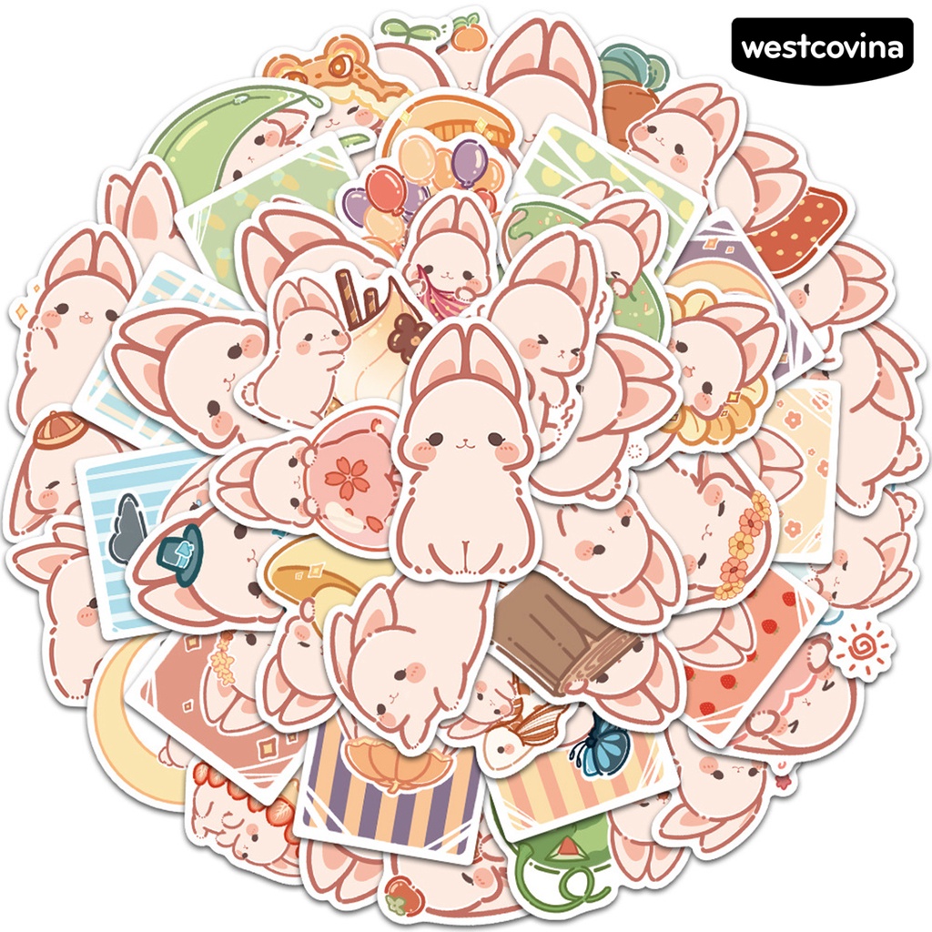 [WSTN]✎Bộ 50 Miếng Dán Họa Tiết Thỏ Hoạt Hình Graffiti Trang Trí Laptop Hành Lý