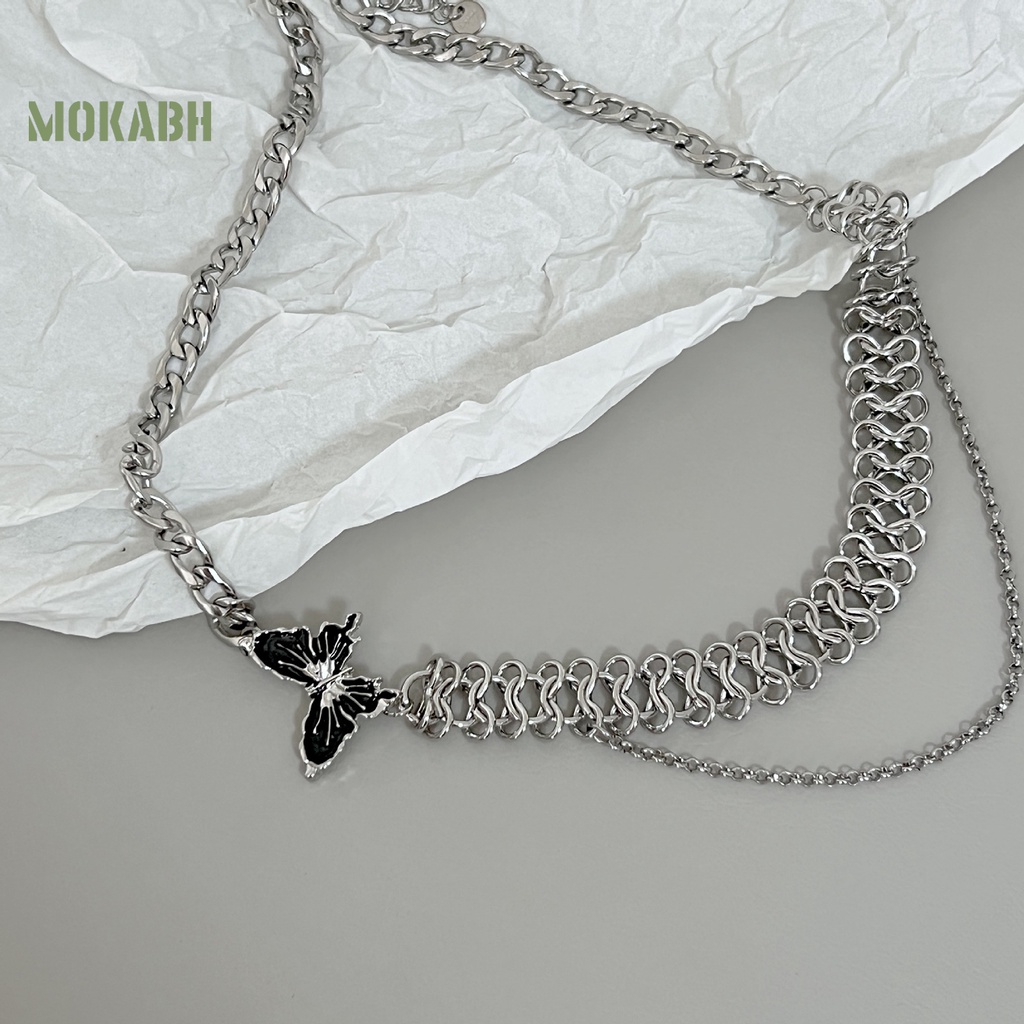 Vòng cổ Mặt Hình Bướm Đen Ngọc Trai Nhân Tạo Thời Trang Dành Cho Nữ