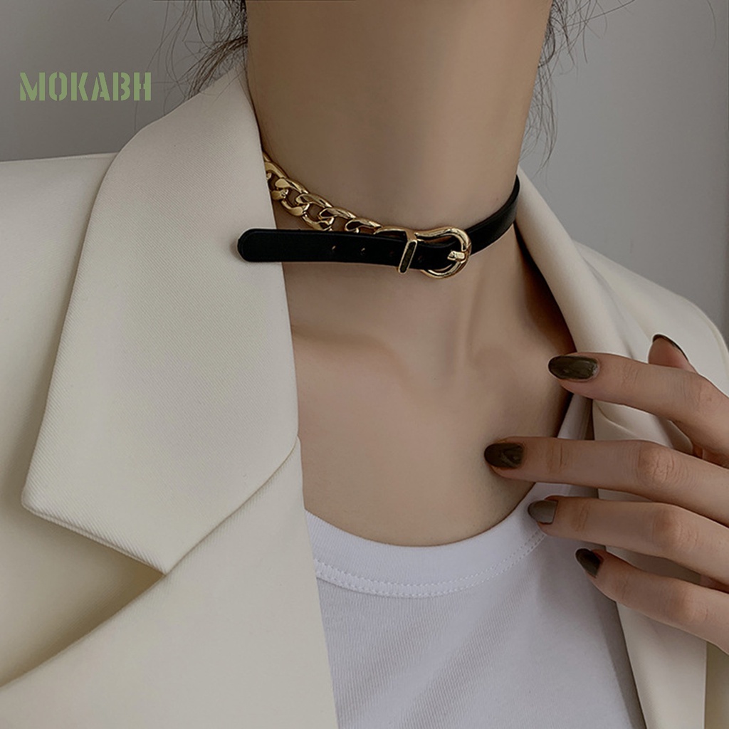 Vòng Cổ Choker Giả Da Có Khóa Điều Chỉnh Được Phong Cách Hip Hop Thời Trang Cho Nữ